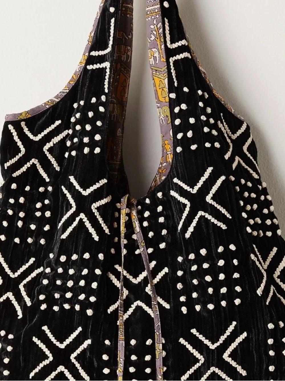 Free People Black and White Shoulder Bag with Decorative Studs